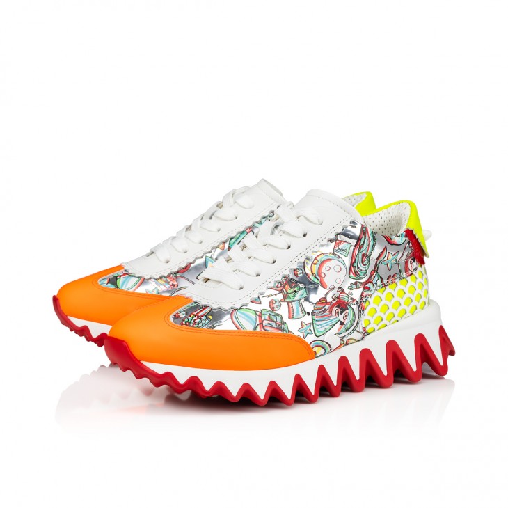 Christian Louboutin Mini Shark Sneakers - Fluo calf leather and leather Spacy Loubi print - Multicolor